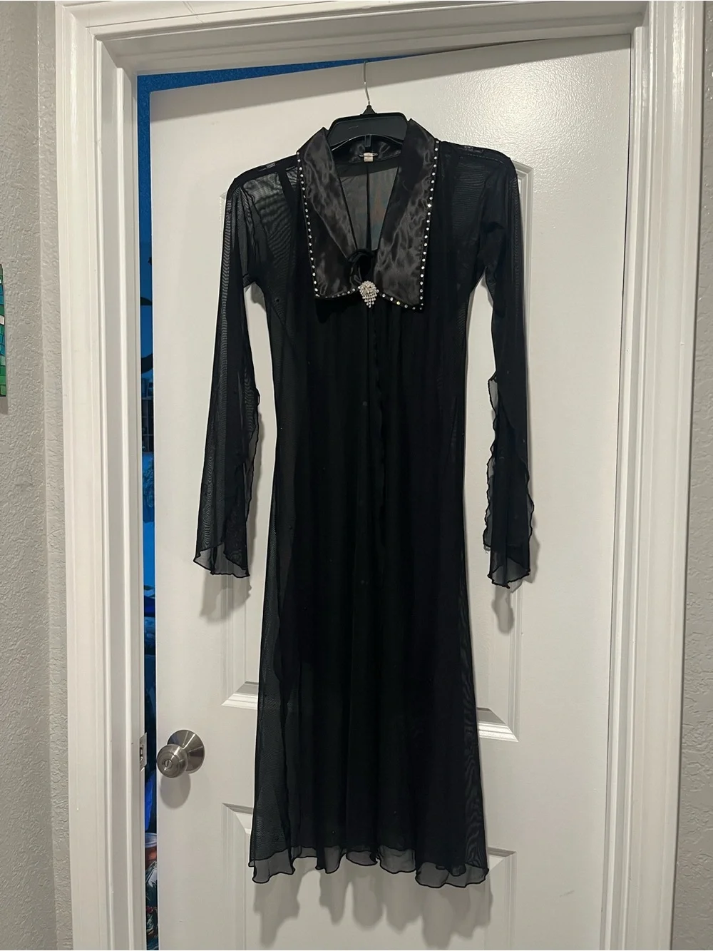 Dance - Custom Lyrical Black Mesh Overcoat with Satin Collar, 2 piece
